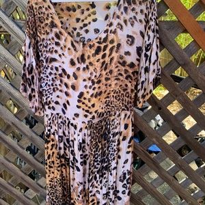 Cotton leopard print short dress